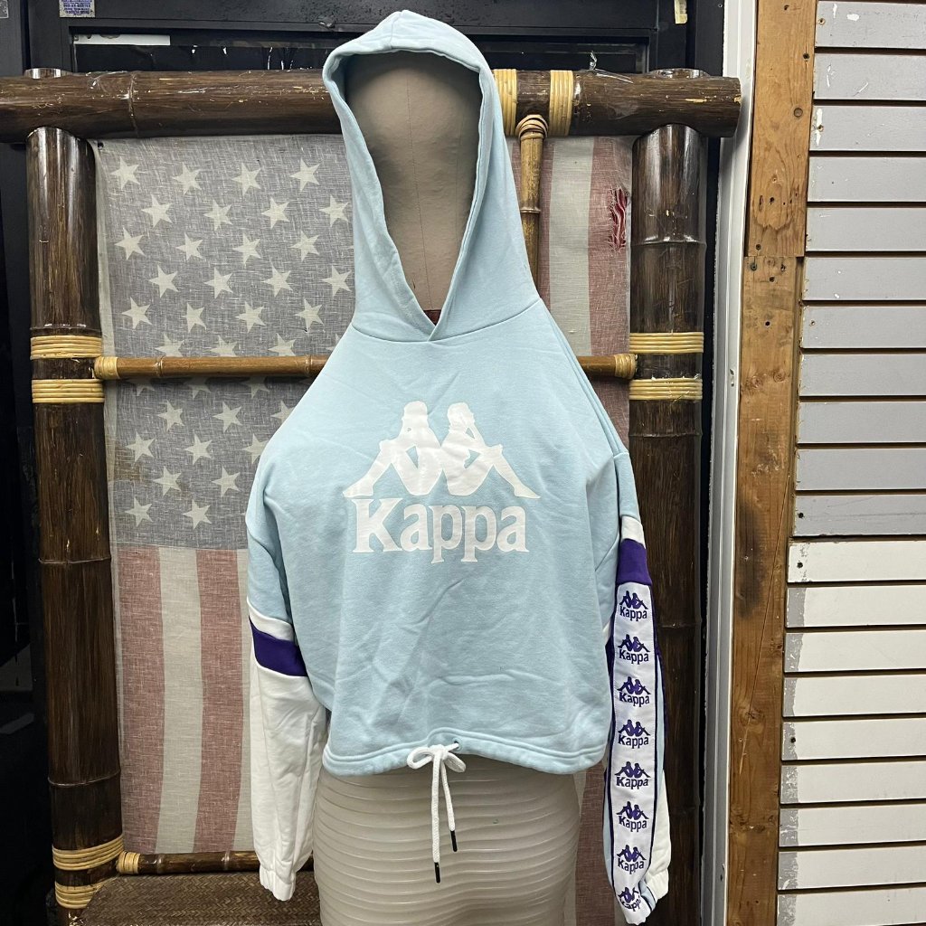 Nwt Kappa Crop Authentic Ferly Hoodie Women Medium Light Blue